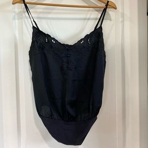 Abercrombie & Fitch black satin lace bodysuit - Small